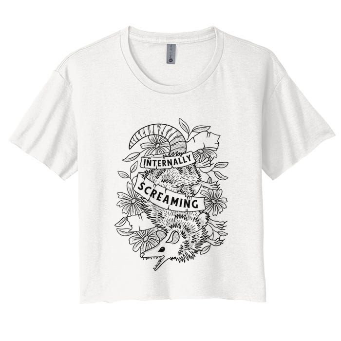 Internally Screaming Weird Sarcastic Funny Opossum Possum Crop Top