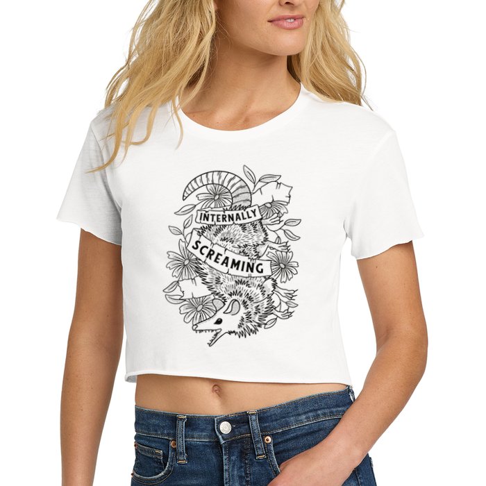 Internally Screaming Weird Sarcastic Funny Opossum Possum Crop Top