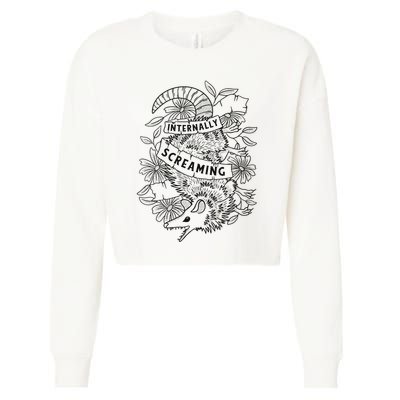 Internally Screaming Weird Sarcastic Funny Opossum Possum Cropped Pullover Crew