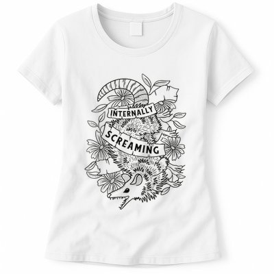 Internally Screaming Weird Sarcastic Funny Opossum Possum Womens T-Shirt