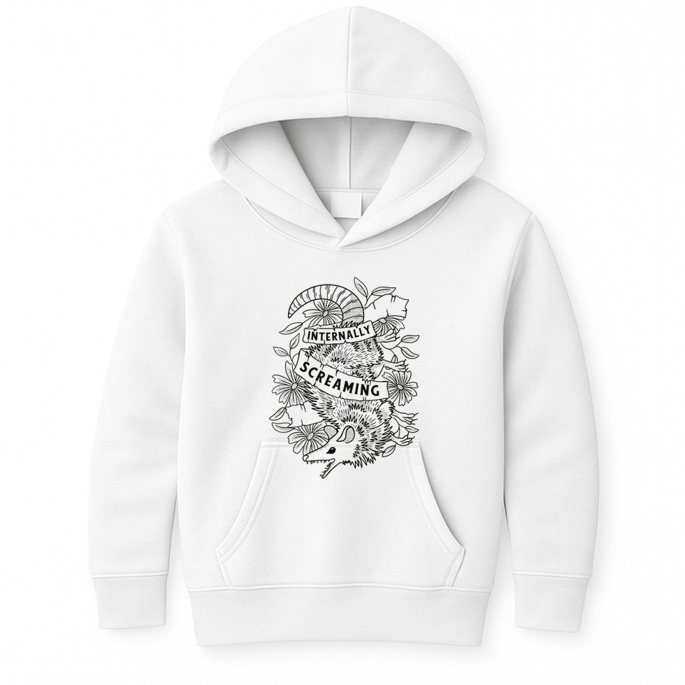 Internally Screaming Weird Sarcastic Funny Opossum Possum Kids Hoodie