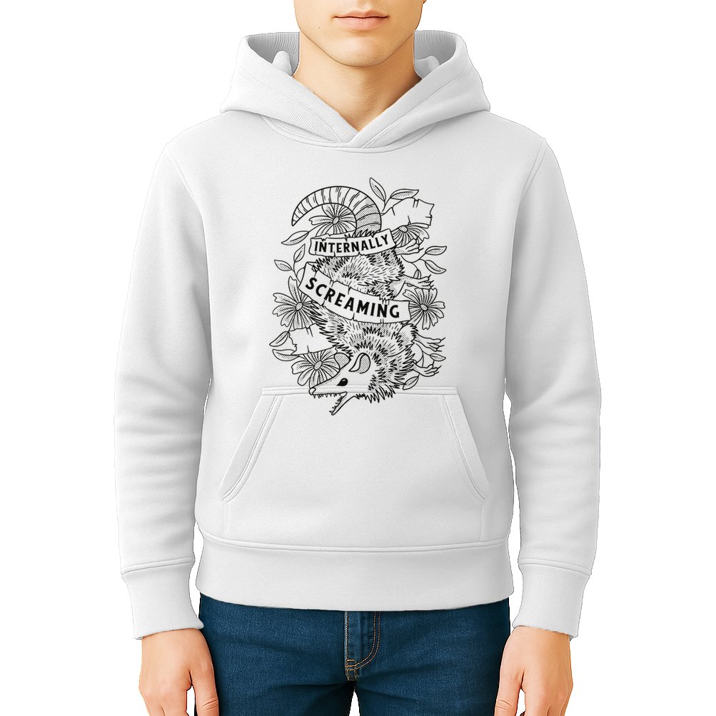 Internally Screaming Weird Sarcastic Funny Opossum Possum Kids Hoodie