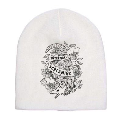 Internally Screaming Weird Sarcastic Funny Opossum Possum Short Acrylic Beanie