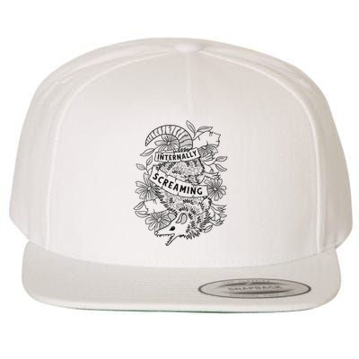 Internally Screaming Weird Sarcastic Funny Opossum Possum Wool Snapback Cap