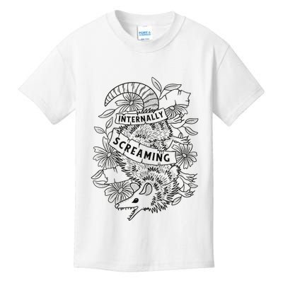 Internally Screaming Weird Sarcastic Funny Opossum Possum Kids T-Shirt
