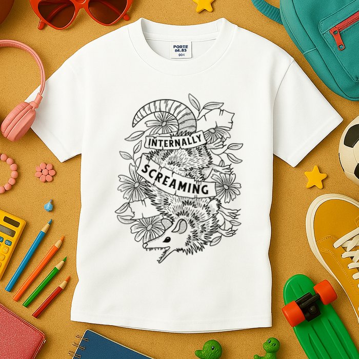 Internally Screaming Weird Sarcastic Funny Opossum Possum Kids T-Shirt