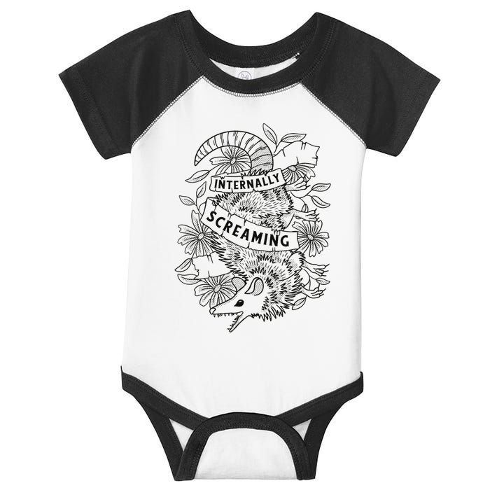 Internally Screaming Weird Sarcastic Funny Opossum Possum Infant Baby Jersey Bodysuit
