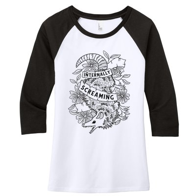 Internally Screaming Weird Sarcastic Funny Opossum Possum Women's Tri-Blend 3/4-Sleeve Raglan Shirt