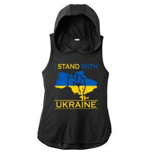 I Stand With Ukraine Map Ladies PosiCharge Tri-Blend Wicking Draft Hoodie Tank