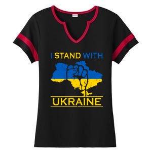 I Stand With Ukraine Map Ladies Halftime Notch Neck Tee