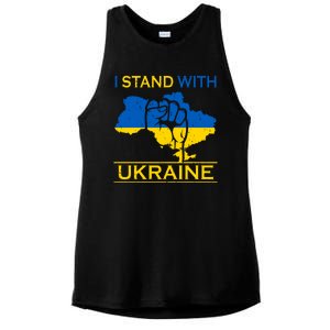 I Stand With Ukraine Map Ladies PosiCharge Tri-Blend Wicking Tank