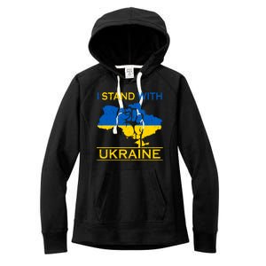 I Stand With Ukraine Map Women's Fleece Hoodie