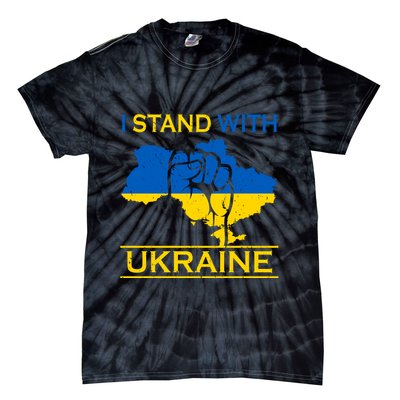 I Stand With Ukraine Map Tie-Dye T-Shirt