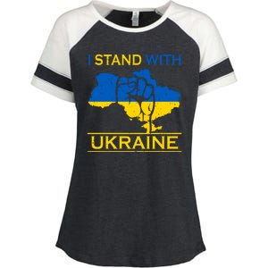 I Stand With Ukraine Map Enza Ladies Jersey Colorblock Tee