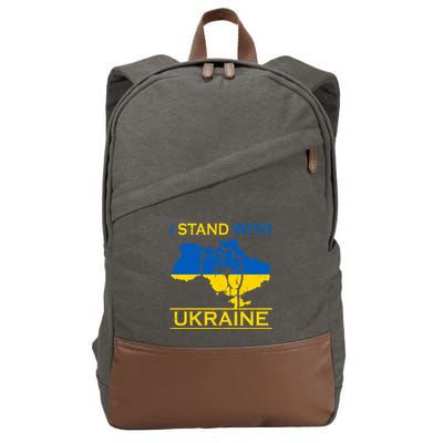 I Stand With Ukraine Map Cotton Canvas Backpack