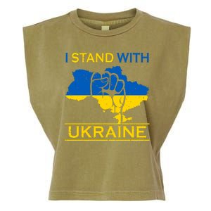 I Stand With Ukraine Map Garment-Dyed Women's Muscle Tee