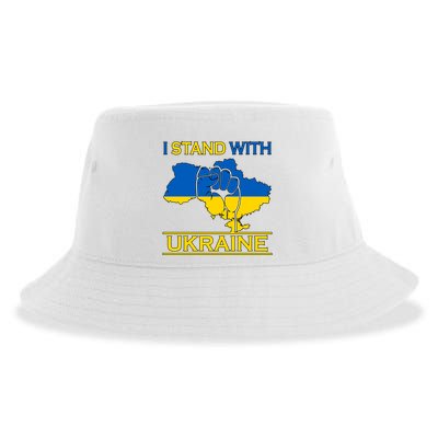 I Stand With Ukraine Map Sustainable Bucket Hat