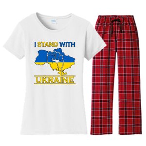 I Stand With Ukraine Map Women's Flannel Pajama Set