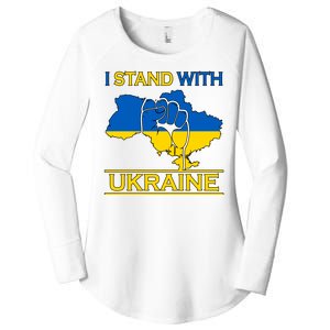 I Stand With Ukraine Map Women's Perfect Tri Tunic Long Sleeve Shirt