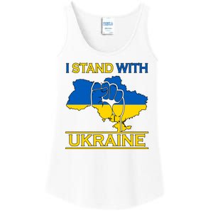 I Stand With Ukraine Map Ladies Essential Tank