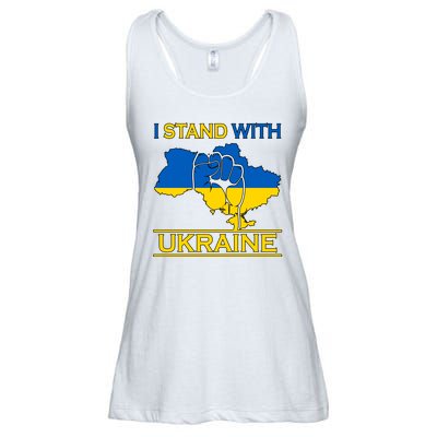 I Stand With Ukraine Map Ladies Essential Flowy Tank