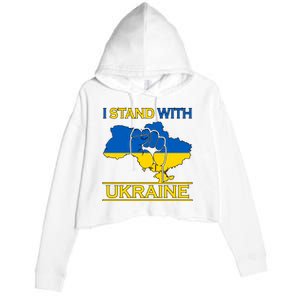 I Stand With Ukraine Map Crop Fleece Hoodie