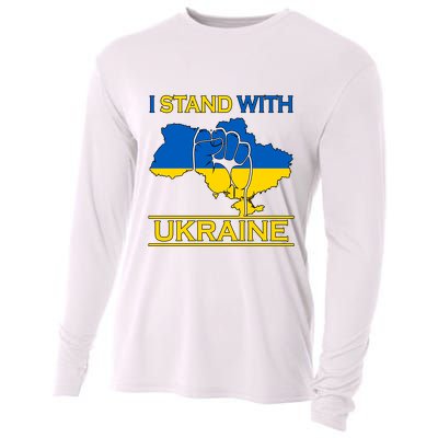 I Stand With Ukraine Map Cooling Performance Long Sleeve Crew