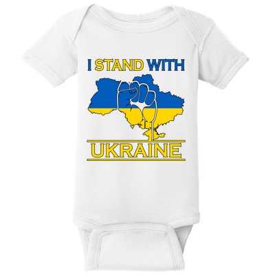 I Stand With Ukraine Map Baby Bodysuit