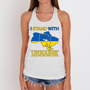 I Stand With Ukraine Map Women's Knotted Racerback Tank