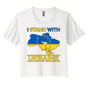 I Stand With Ukraine Map Women's Crop Top Tee