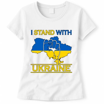 I Stand With Ukraine Map Womens T-Shirt