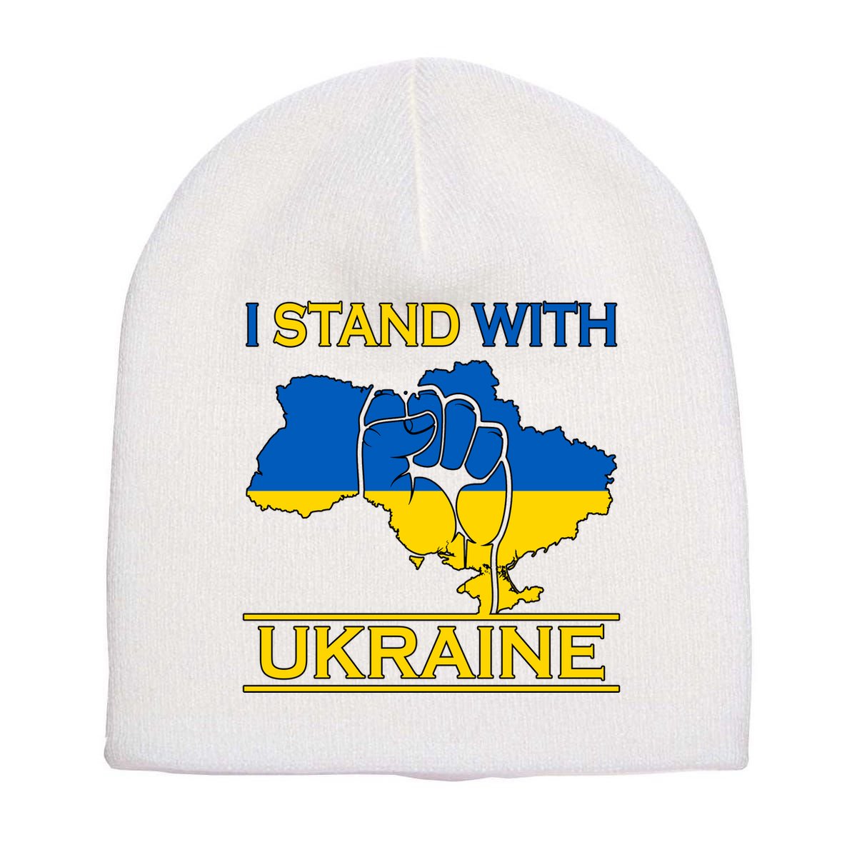 I Stand With Ukraine Map Short Acrylic Beanie