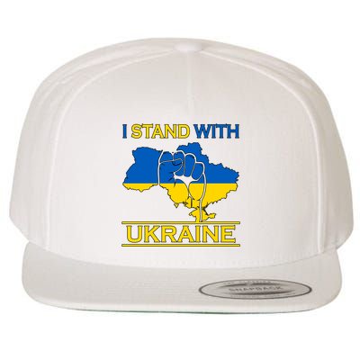 I Stand With Ukraine Map Wool Snapback Cap