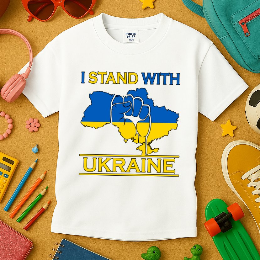 I Stand With Ukraine Map Kids T-Shirt