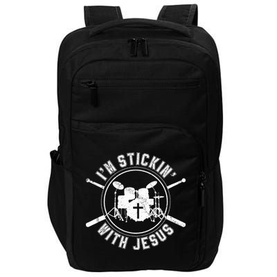 IM Stickin With Jesus Christian Drummer Drum Sticks Impact Tech Backpack