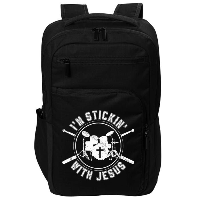 IM Stickin With Jesus Christian Drummer Drum Sticks Impact Tech Backpack
