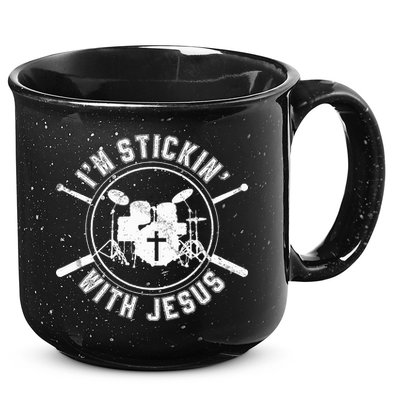 IM Stickin With Jesus Christian Drummer Drum Sticks 15oz Campfire Ceramic Mug