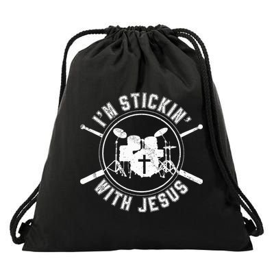 IM Stickin With Jesus Christian Drummer Drum Sticks Drawstring Bag