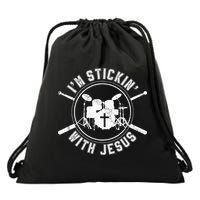IM Stickin With Jesus Christian Drummer Drum Sticks Drawstring Bag