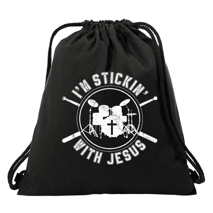 IM Stickin With Jesus Christian Drummer Drum Sticks Drawstring Bag