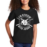 IM Stickin With Jesus Christian Drummer Drum Sticks Kids T-Shirt