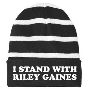 I Stand With Riley Gaines Striped Beanie with Solid Band