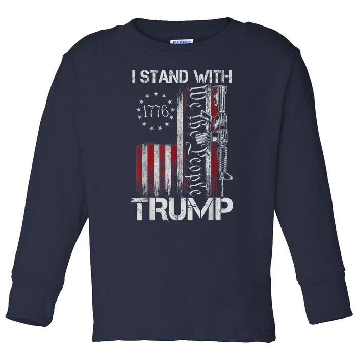 I Stand With Trump Pro Trump Supporter Free Trump Toddler Long Sleeve Shirt