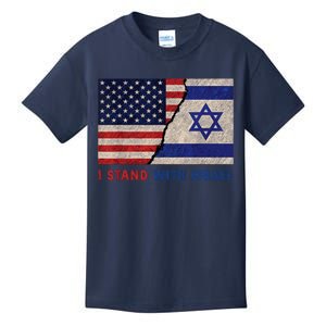 I Stand With Israel Patriotic Usa And Israel Flag Kids T-Shirt