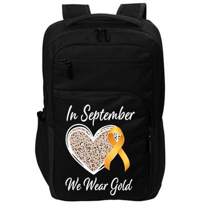 In September We Wear Gold Leopard Print Rainbow Childhood Cancer Awareness Impact Tech Backpack