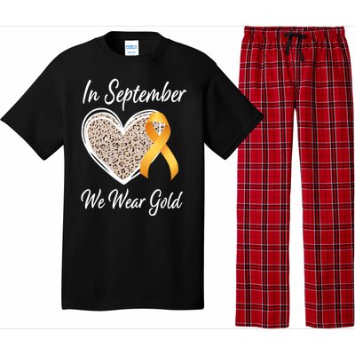 In September We Wear Gold Leopard Print Rainbow Childhood Cancer Awareness Pajama Set