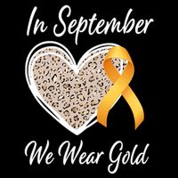 In September We Wear Gold Leopard Print Rainbow Childhood Cancer Awareness Flat Bill Trucker Hat