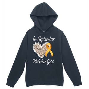 In September We Wear Gold Leopard Print Rainbow Childhood Cancer Awareness Urban Pullover Hoodie