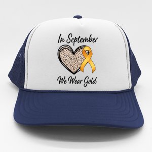 In September We Wear Gold Leopard Print Rainbow Childhood Cancer Awareness Trucker Hat