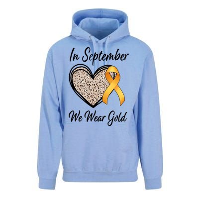 In September We Wear Gold Leopard Print Rainbow Childhood Cancer Awareness Unisex Surf Hoodie